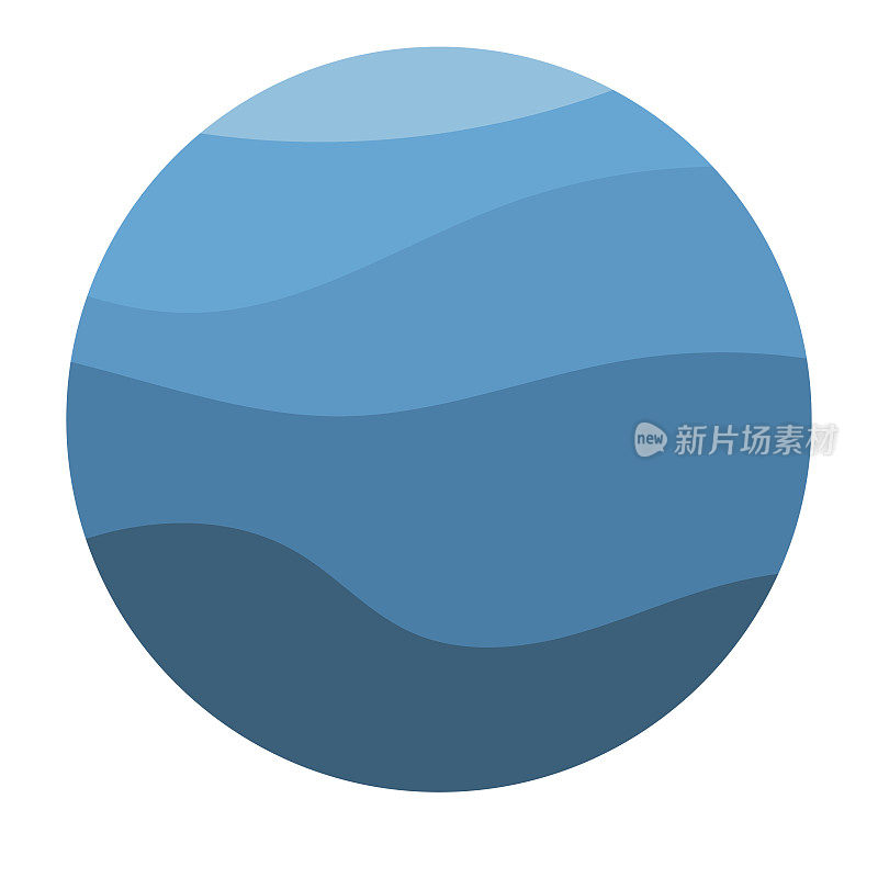 孤立的圆形标志。蓝色标识。流水的形象。大海，海洋，河面。