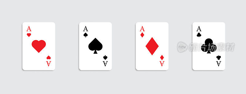 扑克牌图标。赌场卡牌游戏符号。赌博游戏。矢量信号。