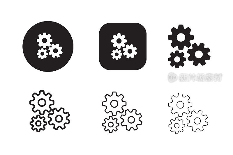 齿轮图标矢量平面符号隔离在白色