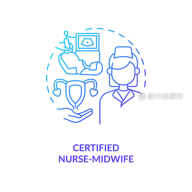 认证护士助产士蓝色渐变概念图标