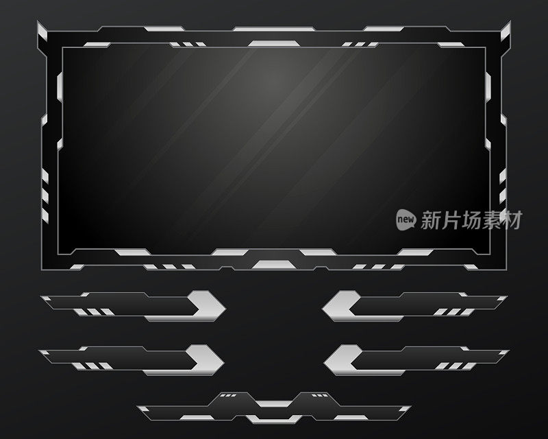 黑色和银色直播覆盖摄像头gui屏幕面板模板