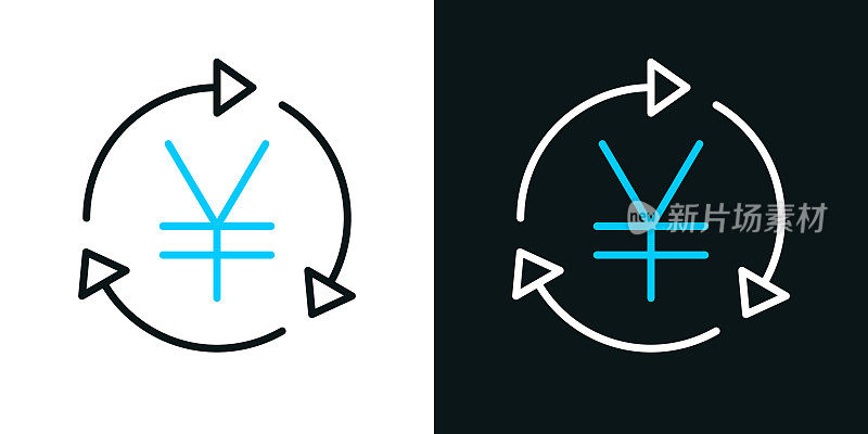 元重新加载。黑色或白色背景上的双色线图标-可编辑的笔画
