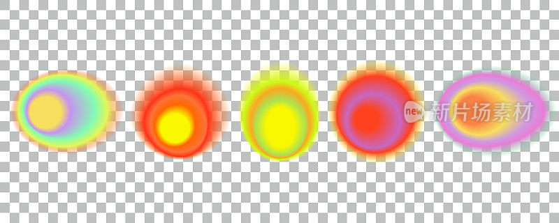 渐变高光，圆圈，水晶。抽象的颜色融入柔和的霓虹灯色调，彩虹般的圆形与流动的活力梯度。