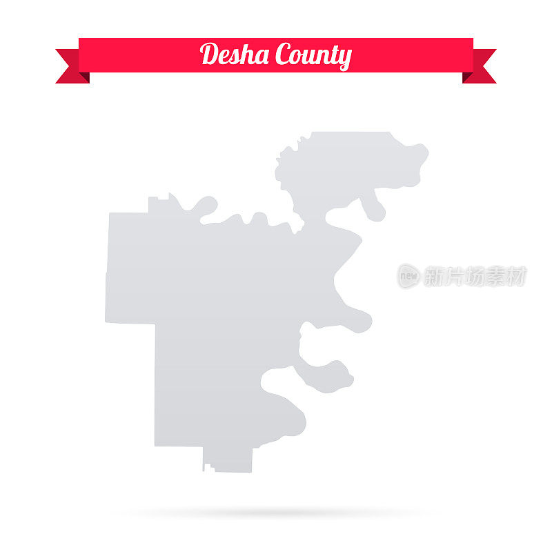 阿肯色州的德沙县。白底红旗地图