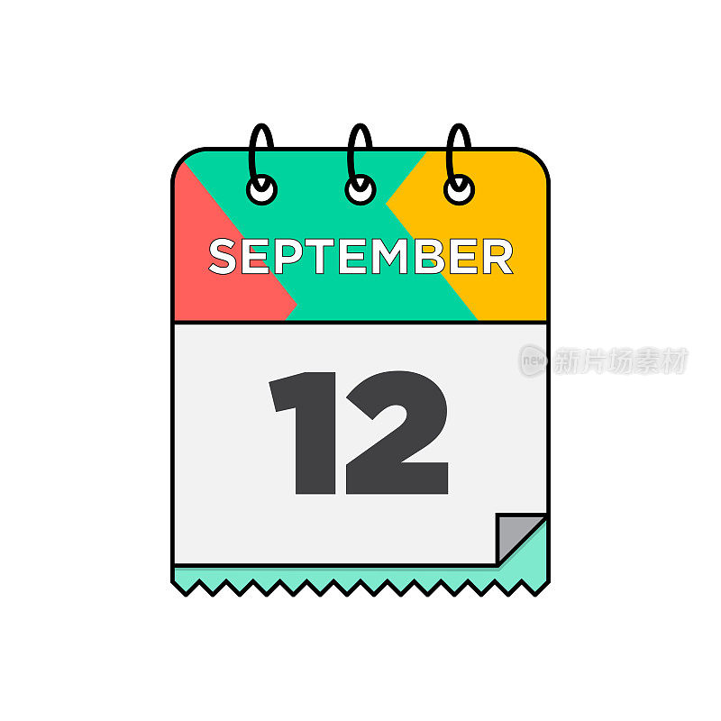 九月-每日日历图标在平面设计风格的股票插图