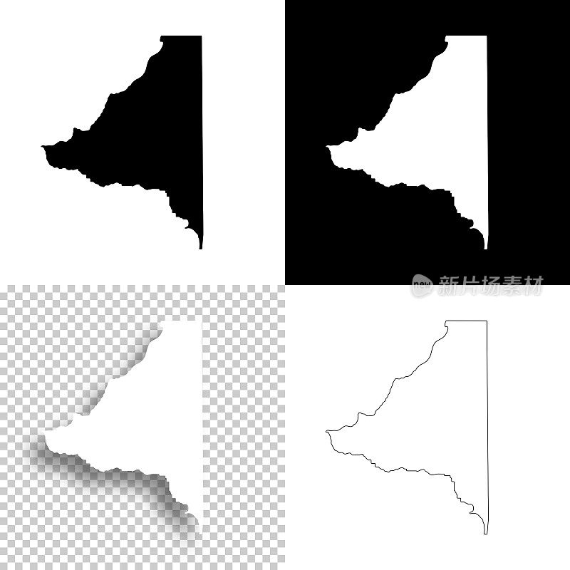 布拉德福德县，佛罗里达州。设计地图。空白，白色和黑色背景