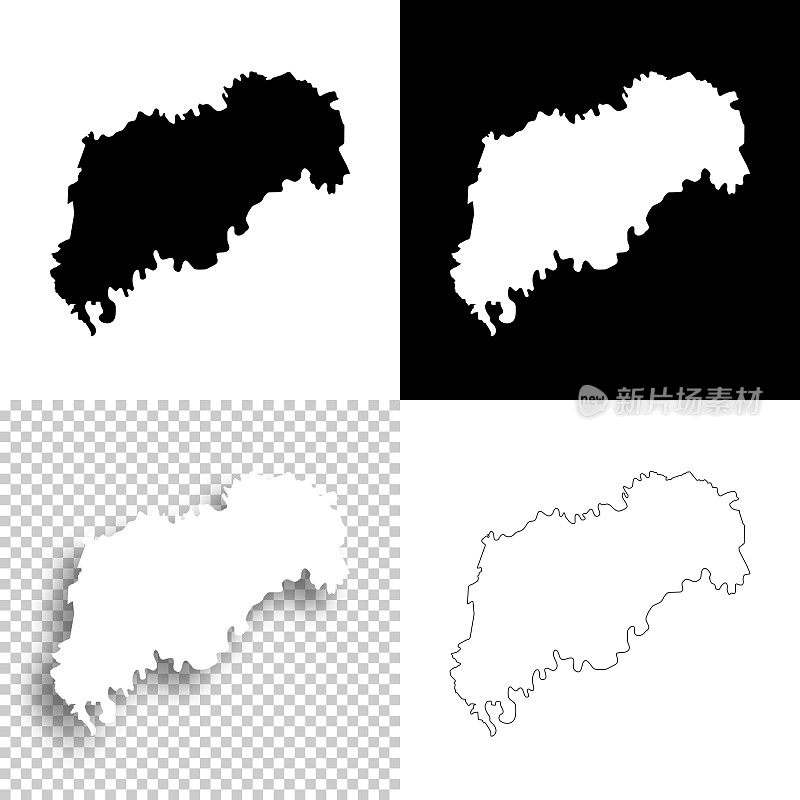 格兰杰县，田纳西州。设计地图。空白，白色和黑色背景