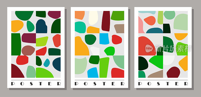 矢量颜色几何极简主义壁纸艺术海报拼贴构图设计模板抽象背景