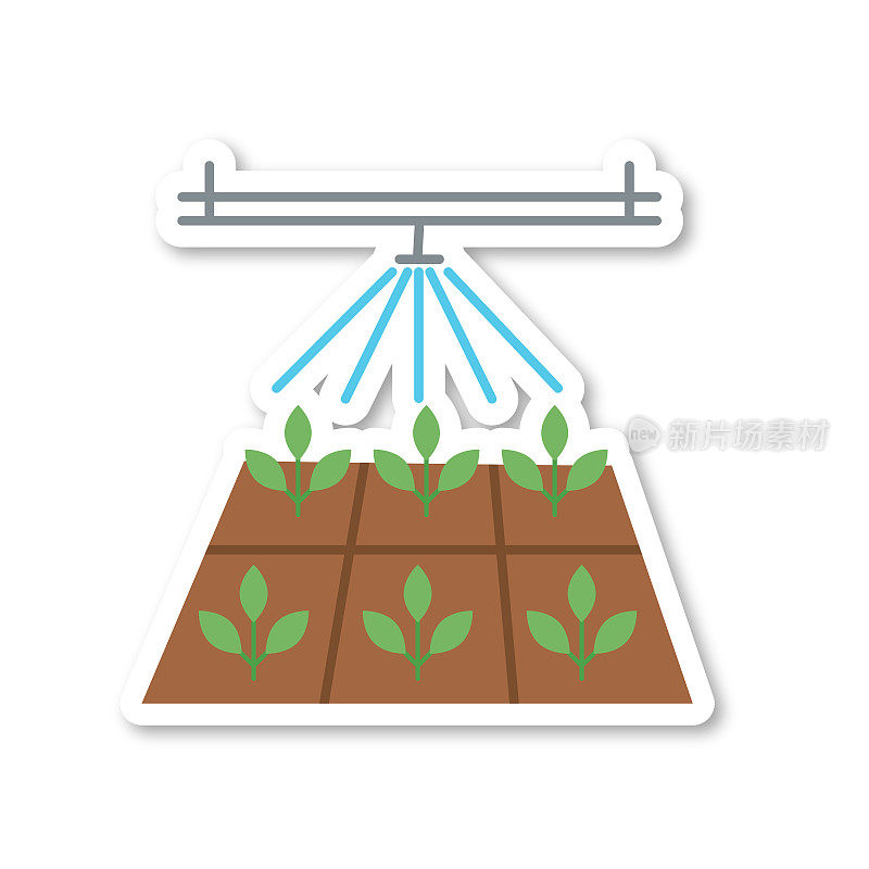 水培-农业贴纸图标在一个透明的背景上的平面颜色