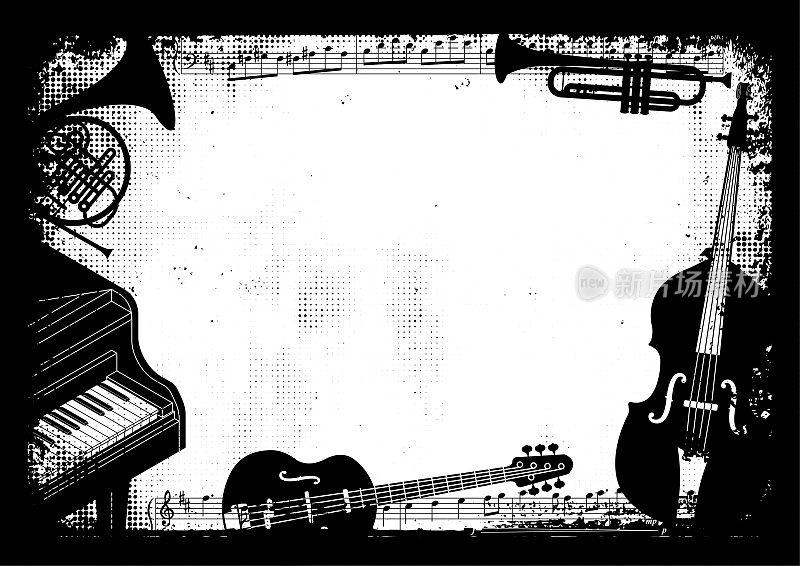 爵士音乐乐器框架边界grunge背景