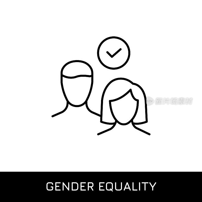 性别平等可编辑的笔画矢量线图标。