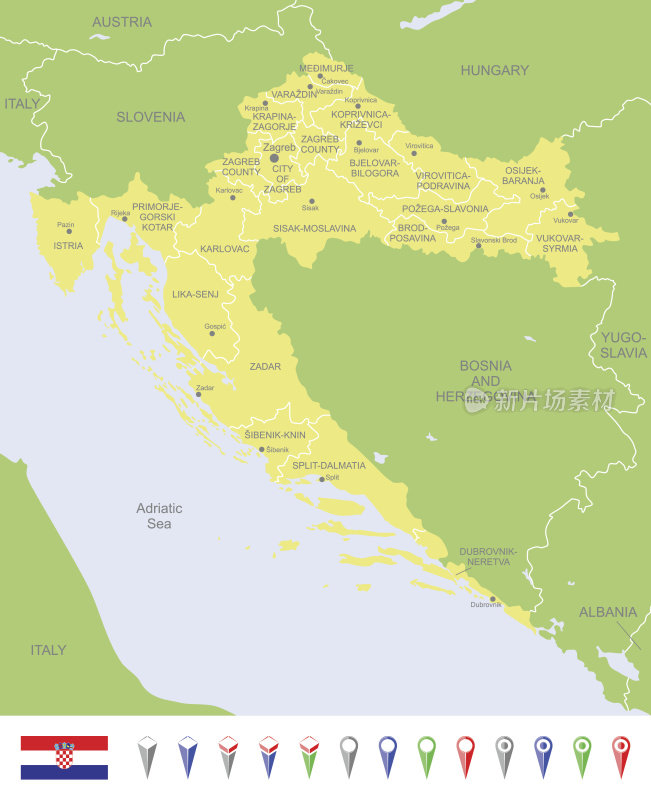 克罗地亚的地图