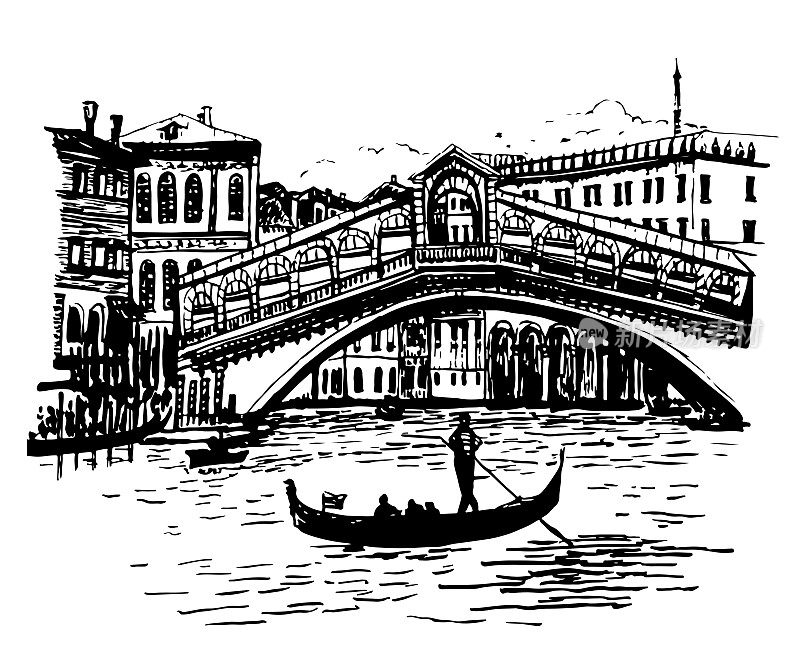 威尼斯里亚托桥的背景图片