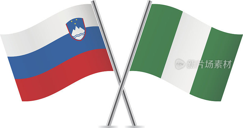 斯洛文尼亚和尼日利亚国旗。向量。