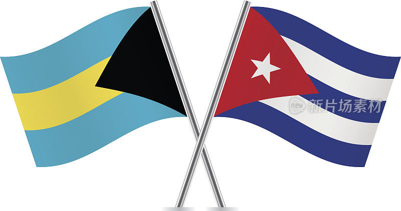 巴哈马和古巴国旗。向量。