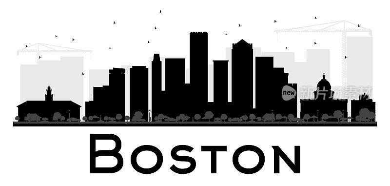 波士顿城市的轮廓黑白分明。