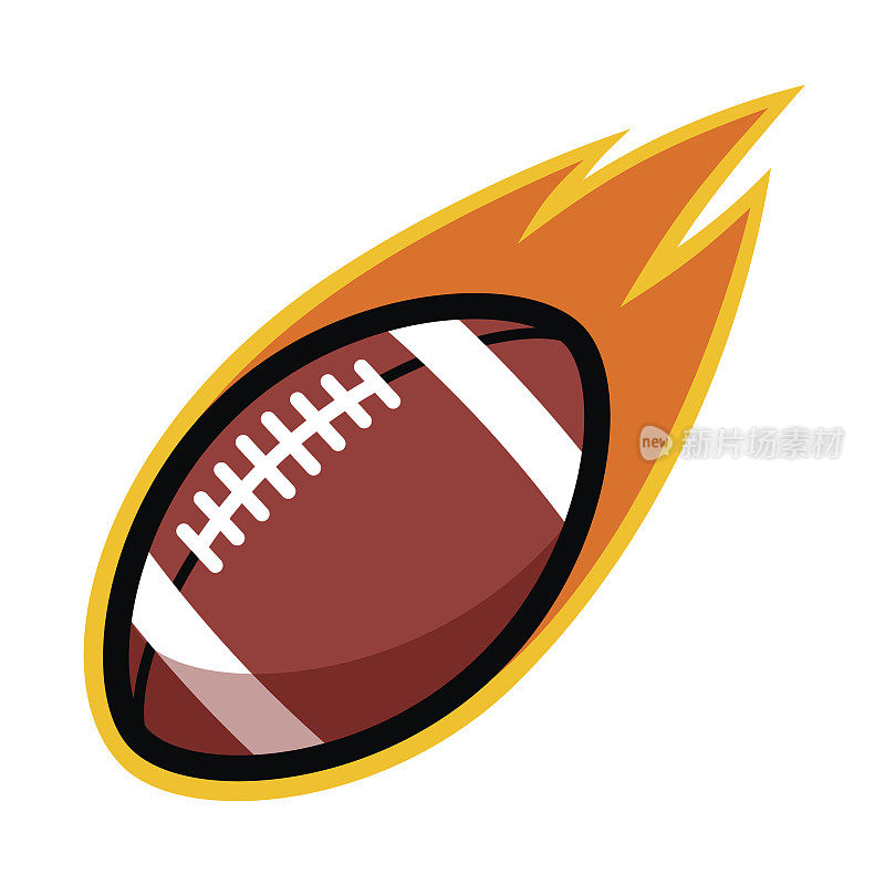 美式足球运动皮球彗星火尾飞行徽章