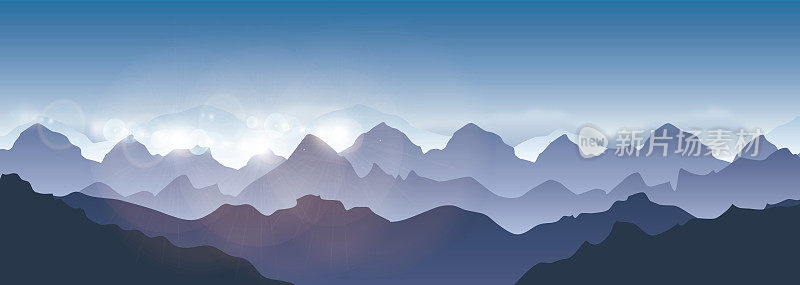 矢量图的景观喜马拉雅山脉