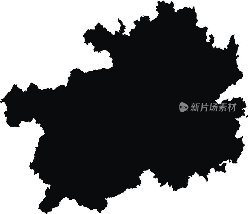 贵州黑色地图上的白底矢量