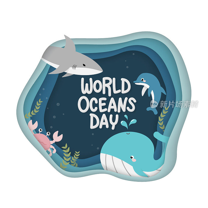 世界海洋日。海洋生物庆祝载体，致力于帮助保护和保护世界海洋、水和生态系统，并告知公众人类活动对海洋的影响