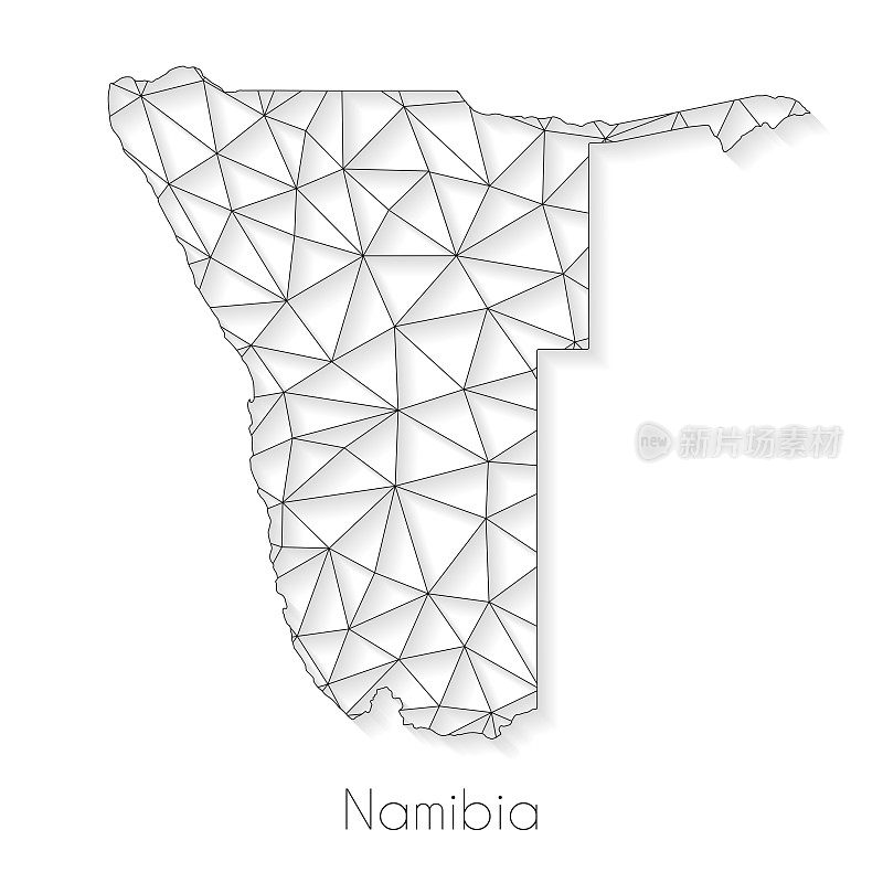 纳米比亚地图连接-白色背景上的网络网格