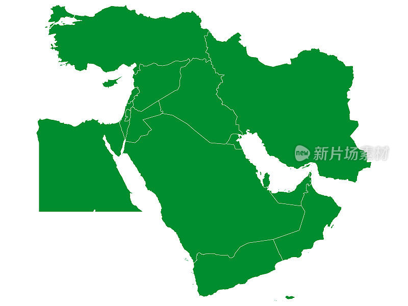 中东的绿色政治地图-带国家边界