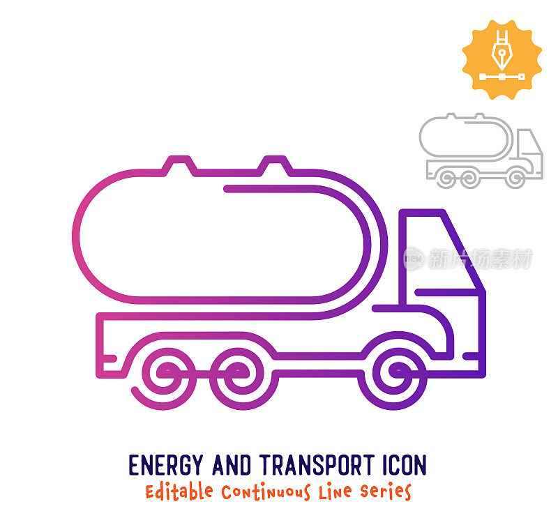 能源和运输连续线可编辑的图标