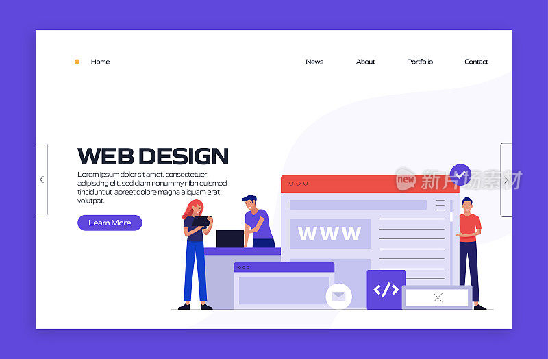 网页设计概念矢量插图的着陆页模板，网站横幅，广告和营销材料，在线广告，业务演示等。