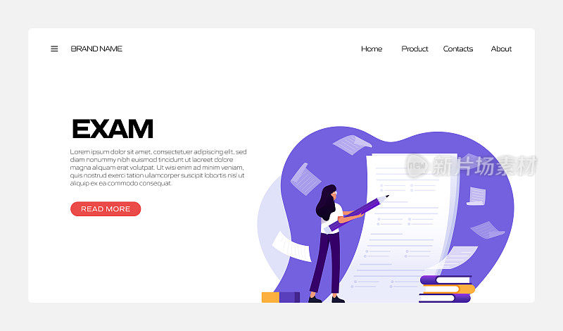 学校，考试相关矢量插图登陆页面模板，网站横幅，广告和营销材料，在线广告，业务演示等。