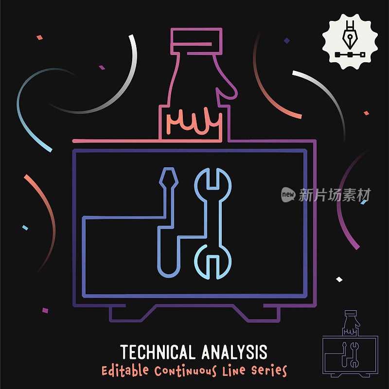 技术分析可编辑的线插图