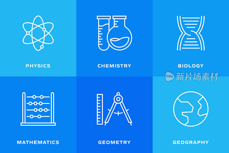 教育和学校相关的线图标。向量符号说明。