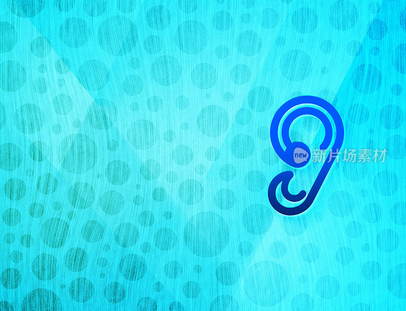 耳朵图标闪亮气泡抽象青蓝背景湿水纹理插图