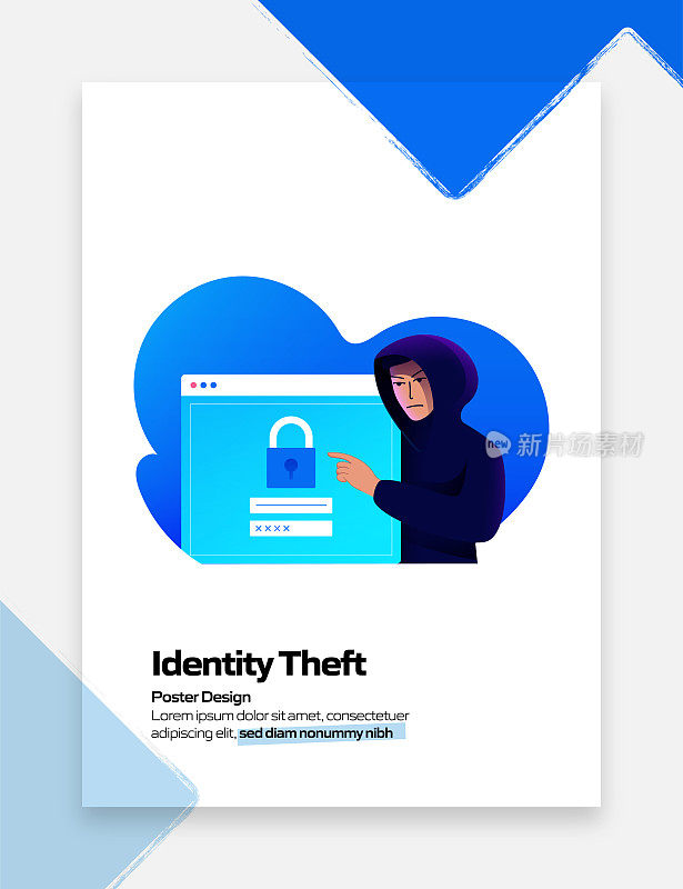 身份盗窃相关卡通风格平面设计矢量插图