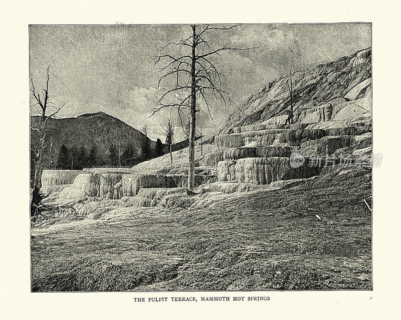 布道台，猛犸温泉，黄石公园，19世纪80年代