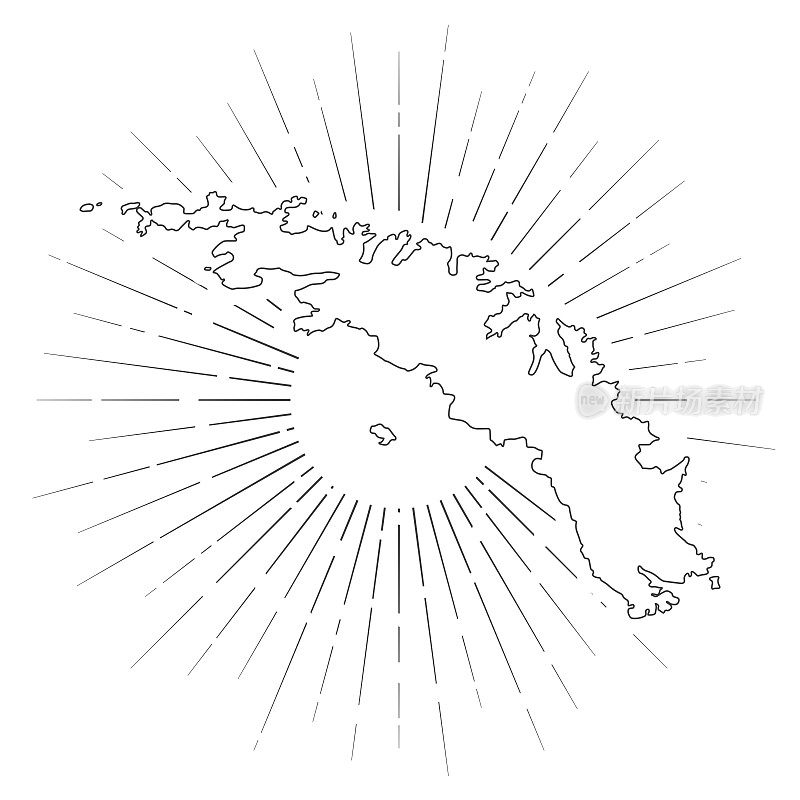 南乔治亚和南桑威奇群岛地图与阳光在白色的背景