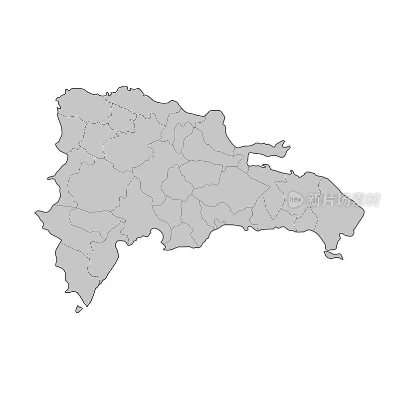 多米尼加共和国地图划分的地区。略图。矢量插图。