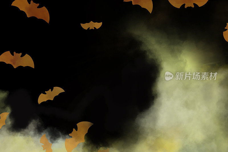 万圣节，万圣节烟雾和蝙蝠的背景图像
