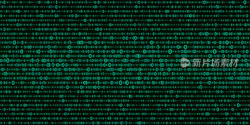 矢量数字绿色背景流二进制代码。矩阵背景与数字1.0。编码或黑客概念。