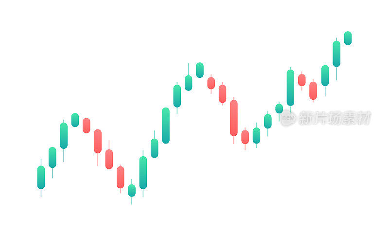 显示股票市场报价。下降的图。白色背景上的烛台图。股票市场投资交易。