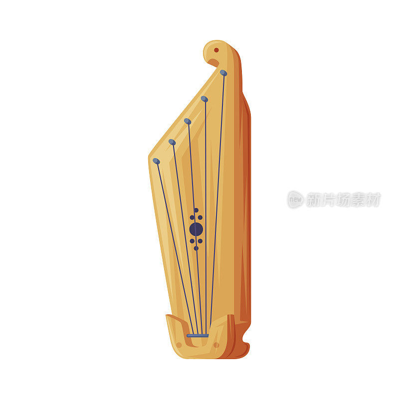 竖琴作为弦乐器和芬兰符号和属性矢量插图