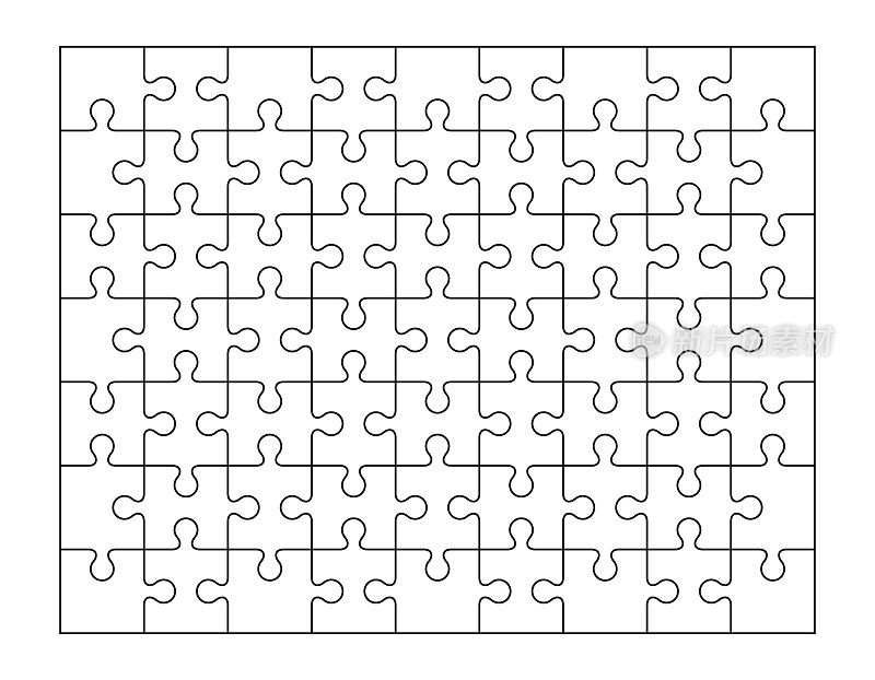 拼图模板，绘图仪切割轮廓。63年谜题。