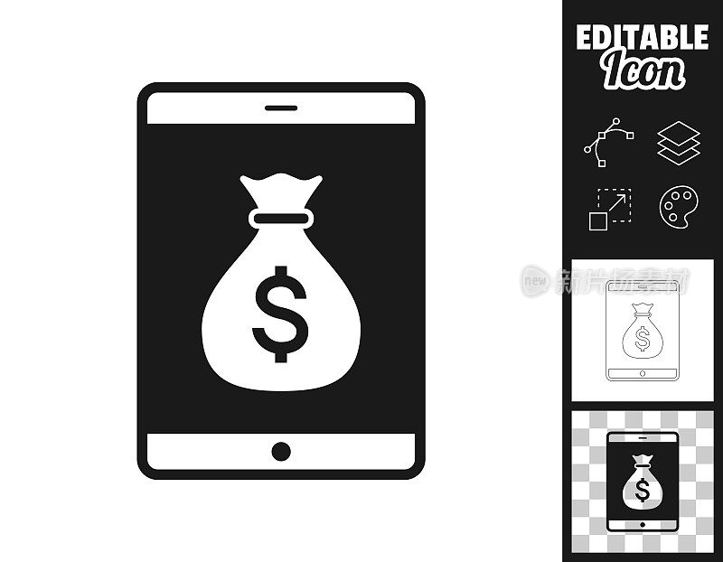 有钱的平板电脑。图标设计。轻松地编辑
