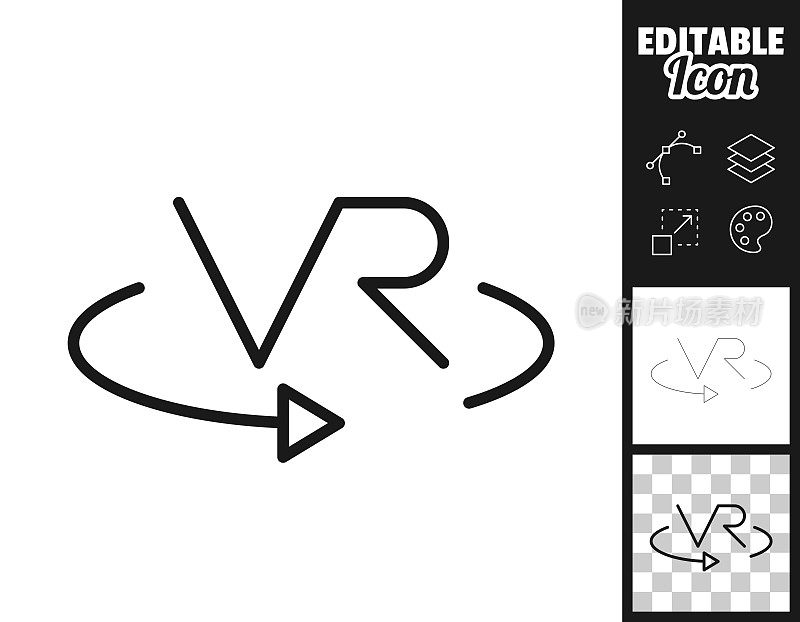 VR―虚拟现实。图标设计。容易编辑