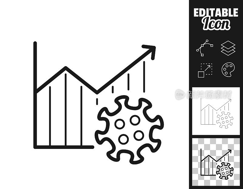 冠状病毒细胞生长图。图标设计。轻松地编辑