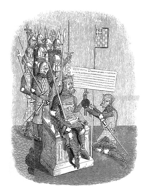 征服者威廉(英格兰国王)授予他的侄子布列塔尼伯爵的土地-古刻插图