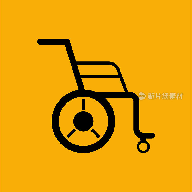 黄色背景上的轮椅图标。