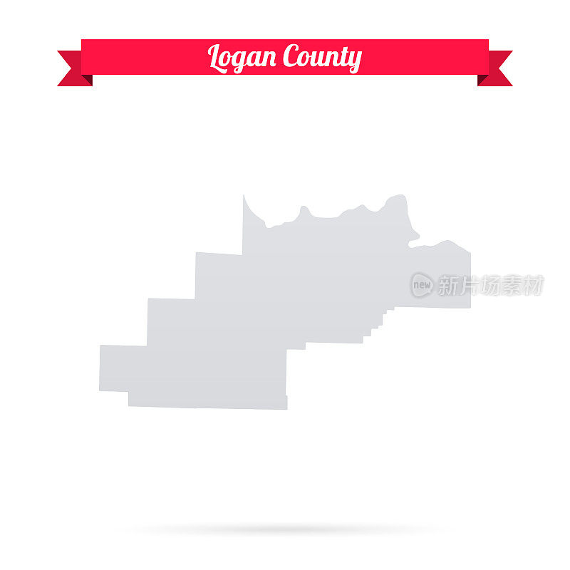 阿肯色州洛根县。白底红旗地图