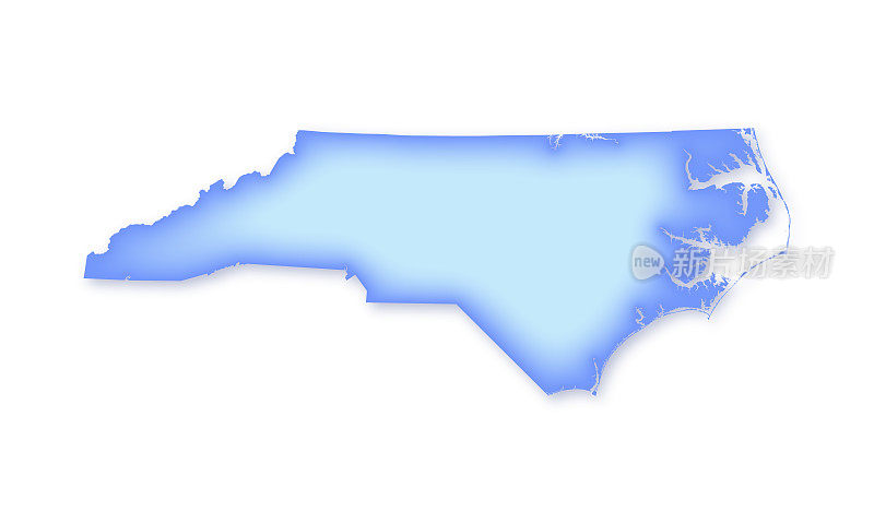 北卡罗来纳州软蓝色矢量地图插图