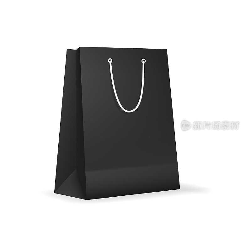 黑色纸质购物袋绳处理模型