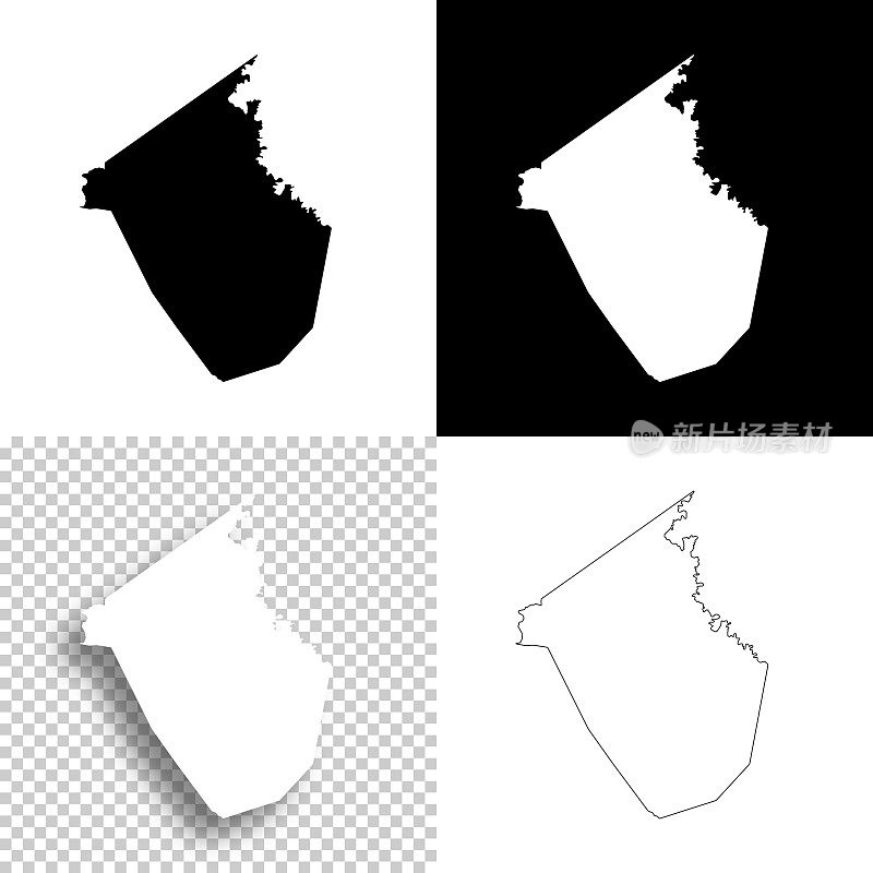肯塔基州考德威尔县。设计地图。空白，白色和黑色背景